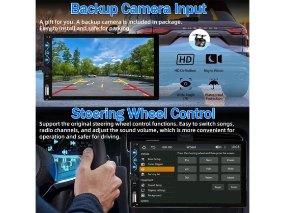 Red Double-DIN Car Stereo — Car Infotainment System, Leadfan