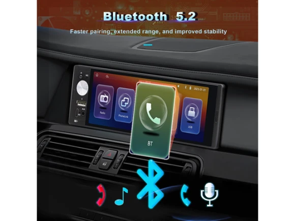 Single DIN Car Stereo with 6.36-inch Touchscreen — Car Infotainment System, Durxenmnt