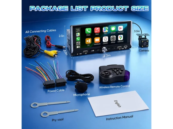 Single-DIN Car Stereo with 6.9-inch Touchscreen — Car Infotainment System, CZPZJC