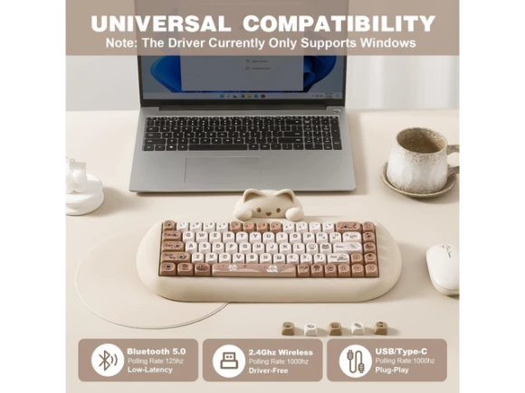Brown Mechanical Keyboard — Bluetooth Keyboard, YUNZII
