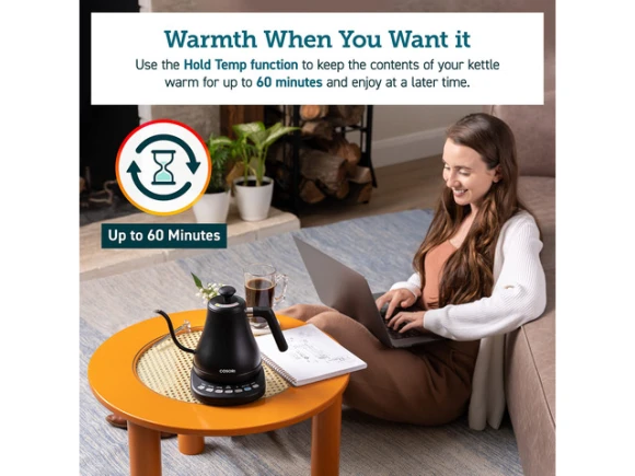 Gooseneck Electric Kettle, Matte Black, 0.8 Liters — Electric Kettle, Cosori