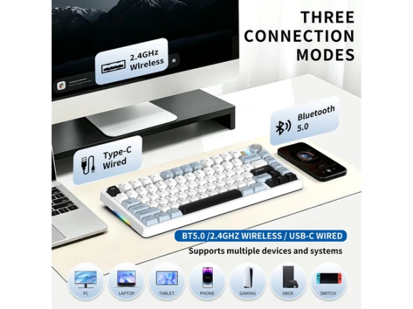 75% Mechanical Keyboard — Bluetooth Keyboard, 7KEYS
