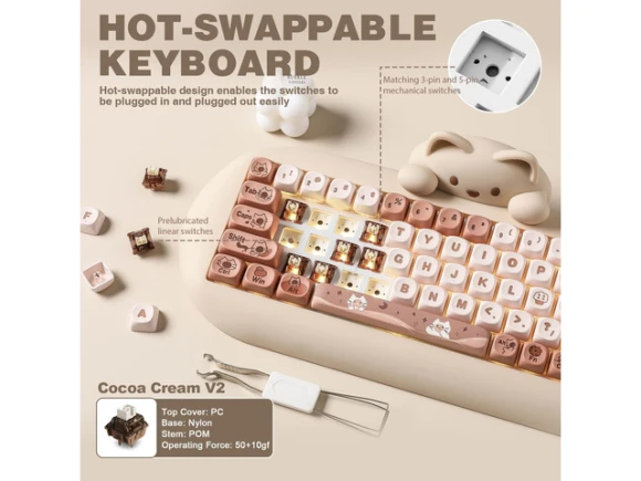 Brown Mechanical Keyboard — Bluetooth Keyboard, YUNZII