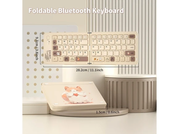 Foldable Bluetooth Keyboard, Z1 Milk Tea Colorful — Bluetooth Keyboard, Ubxxziy