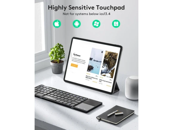 Full-Size Foldable Bluetooth Keyboard with Touchpad — Bluetooth Keyboard, Samsers