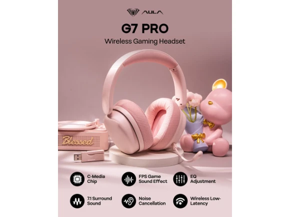 Pink Wireless Gaming Headset — Wireless Earbuds, EPOMAKER