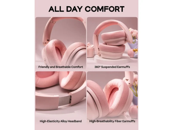 Pink Wireless Gaming Headset — Wireless Earbuds, EPOMAKER