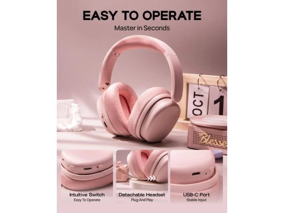 Pink Wireless Gaming Headset — Wireless Earbuds, EPOMAKER
