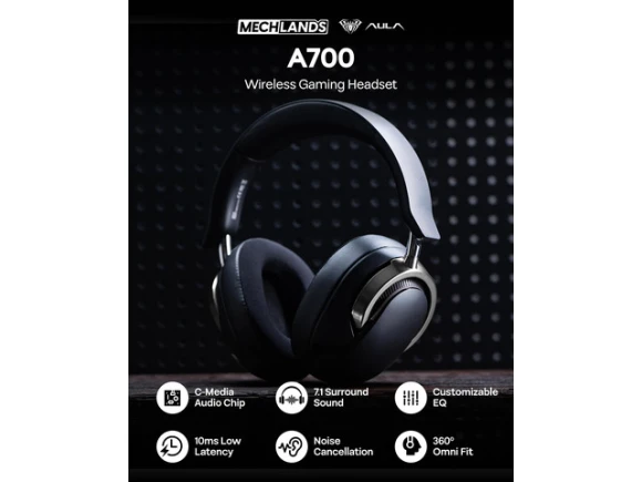 Wireless Gaming Headset, Black Grey — Wireless Earbuds, AULA