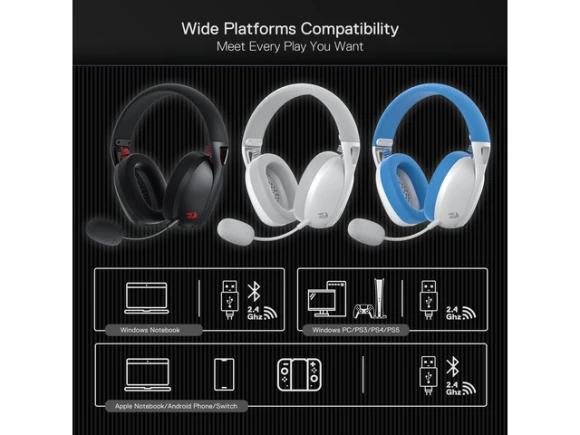Wireless Gaming Headset, Black — Wireless Earbuds, Redragon