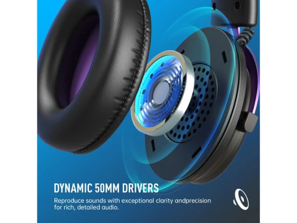 Wireless Gaming Headset with Microphone, Purple — Wireless Earbuds, EKSA