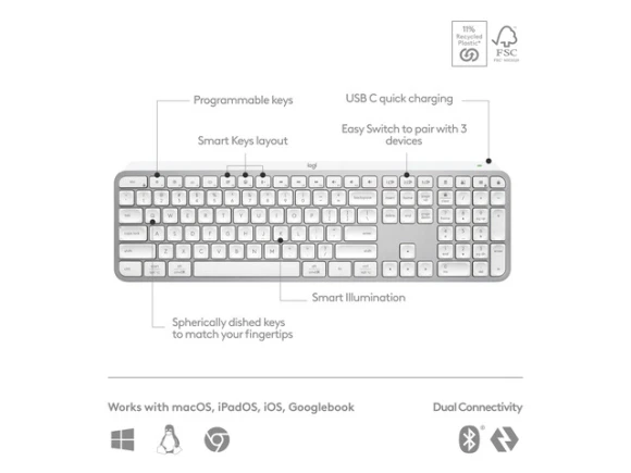 Wireless Keyboard, Pale Grey — Bluetooth Keyboard, Logitech