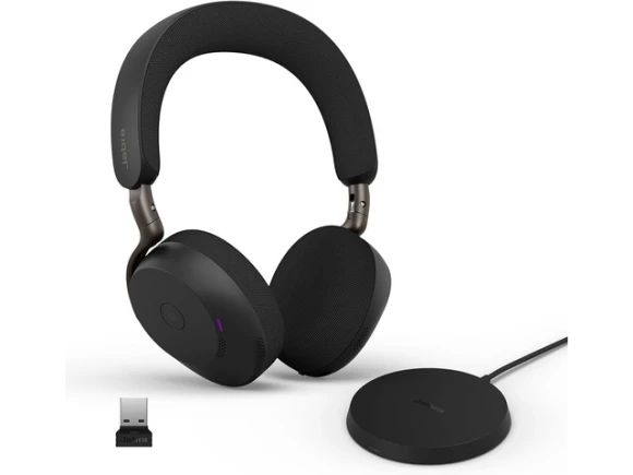 On-Ear Wireless Bluetooth Headset with Wireless Charging Stand, Black — Wireless Earbuds, Jabra