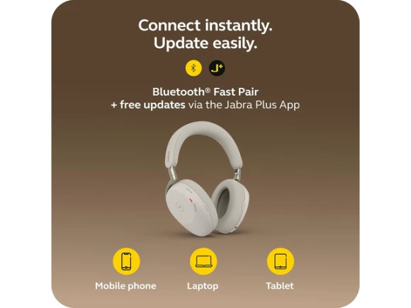 Over-ear wireless Bluetooth headset, Warm Gray — Wireless Earbuds, Jabra