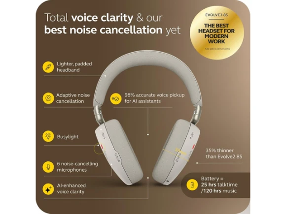 Over-ear wireless Bluetooth headset, Warm Gray — Wireless Earbuds, Jabra