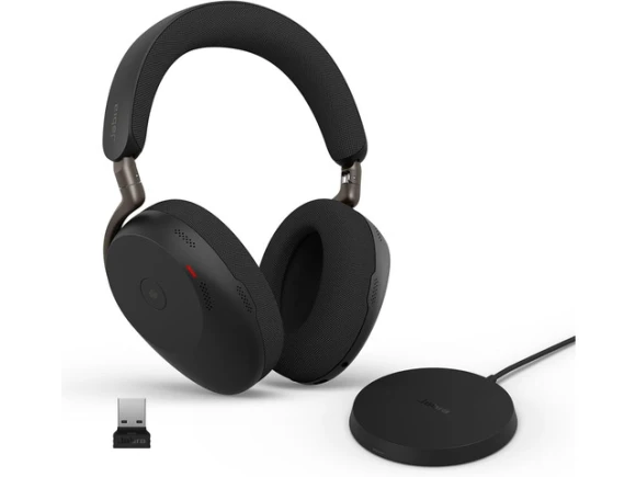 Over-ear Wireless Bluetooth Headset with Microphone, Black, Wireless Charging Stand Included — Wireless Earbuds, Jabra