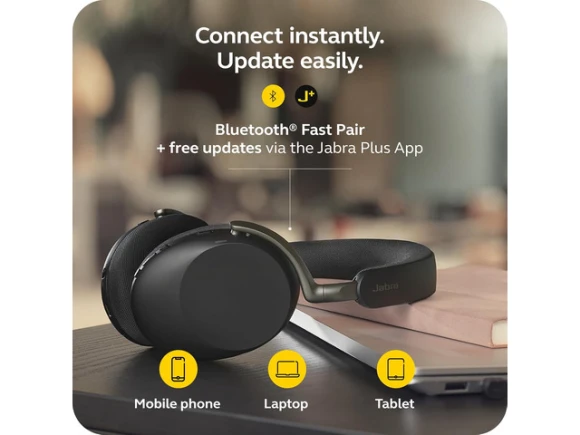 Over-Ear Wireless Bluetooth Headset with Microphone, Black — Wireless Earbuds, Jabra