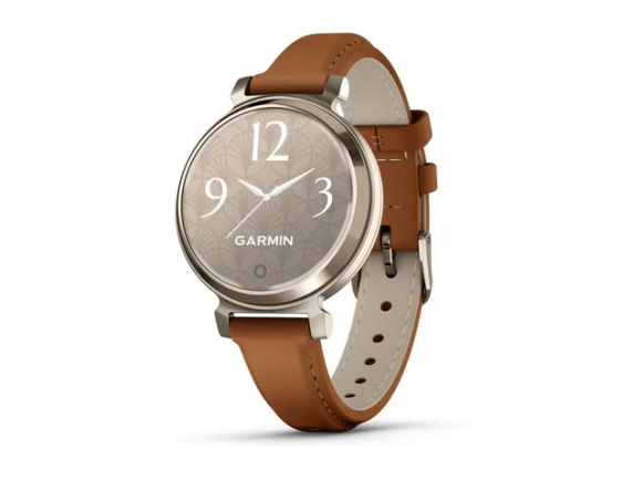 Smart Watch, Cream Gold with Tan Leather Band — Smart Watch, Garmin