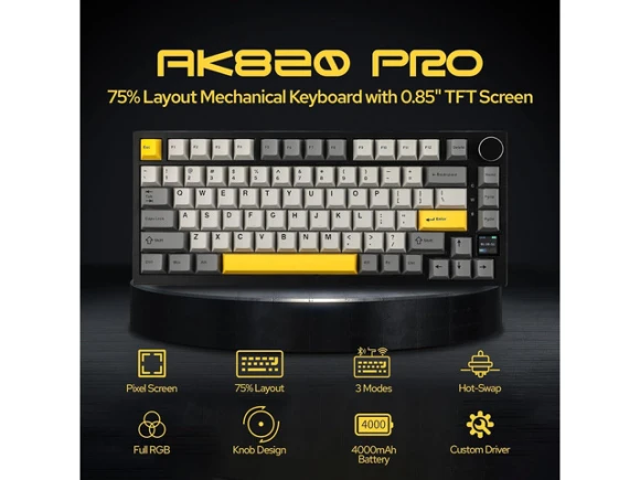 75% Wireless Mechanical Keyboard, Grey — Bluetooth Keyboard, EPOMAKER Ajazz