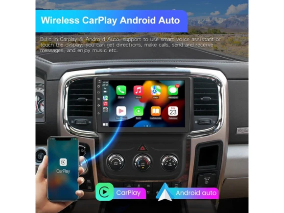 In-dash car radio for Dodge Ram 1500, 2500, and 3500 (2013–2019, manual AC only) — Car Infotainment System, litillbuly