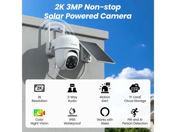 2K Solar/Battery Outdoor Security Camera, 2 Pack — Security Camera, TAURKENAM