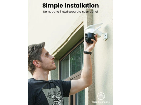 Outdoor Security Camera with Fixed Solar Panel — Security Camera, AOSU