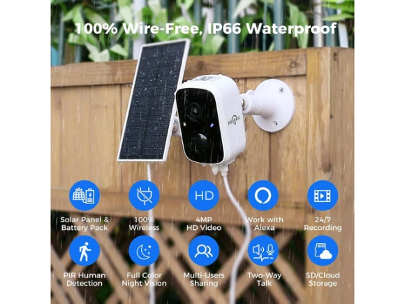 Solar Security Camera, 2 Pack — Security Camera, Hiseeu