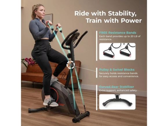 Stationary Upright Exercise Bike — Connected Equipment, Sunny Health & Fitness