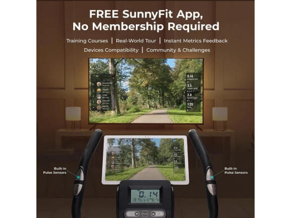Stationary Upright Exercise Bike — Connected Equipment, Sunny Health & Fitness
