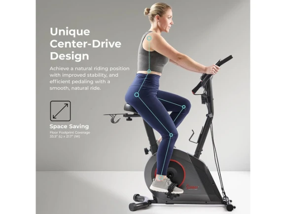 Stationary Upright Exercise Bike — Connected Equipment, Sunny Health & Fitness