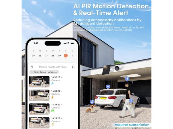 Wireless Security Camera, 2K, Battery-Powered, Magnetic Mount — Security Camera, AMTIFO