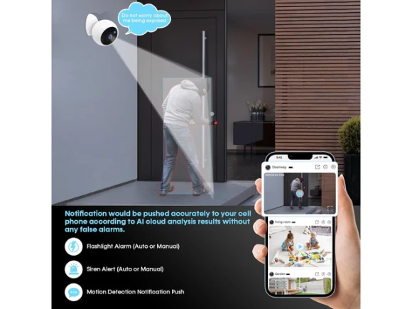 Wireless Security Camera, 2K, Battery-Powered, Magnetic Mount — Security Camera, AMTIFO