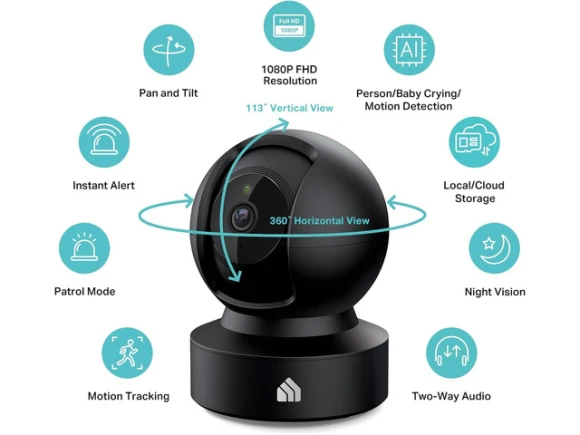Indoor Pan-Tilt Home Security Camera — Security Camera, Kasa