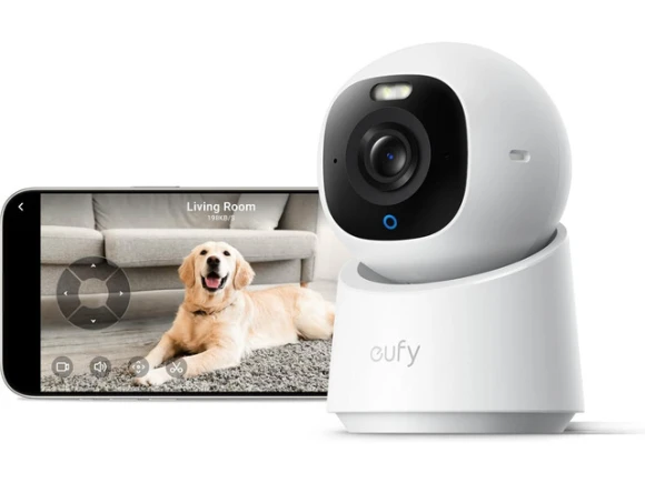 Indoor security camera with 4K UHD video, color night vision, and 360° pan-tilt — Security Camera, eufy