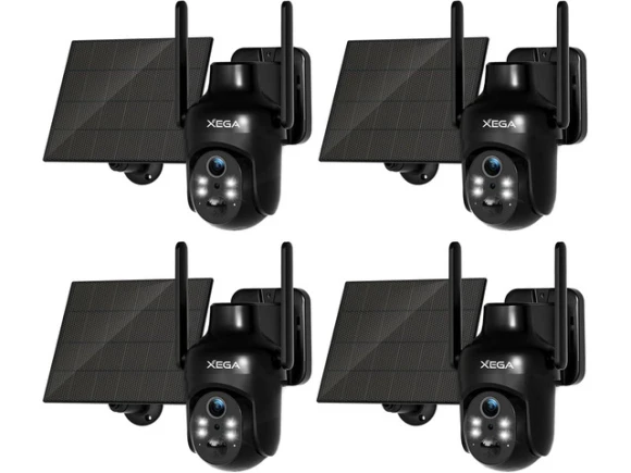 Wireless Outdoor Security Camera, 4 Pack with Solar Panel — Security Camera, Xega