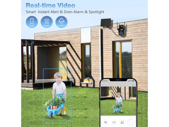 Wireless Outdoor Security Camera, 4 Pack with Solar Panel — Security Camera, Xega