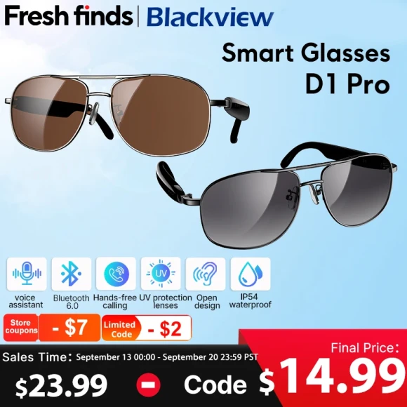 Open-Sound-Field Smart Glasses with Outdoor UV Protection — Smart Glasses, Blackview