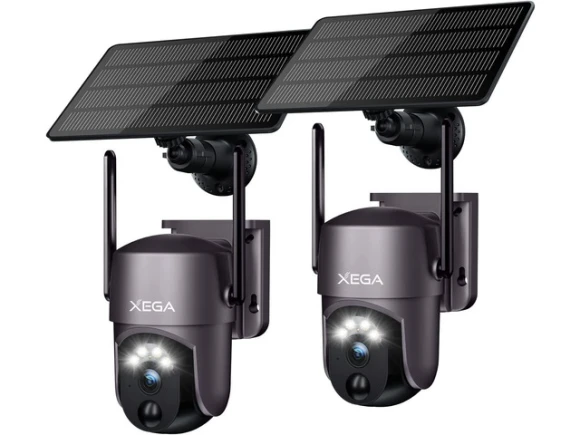 2K Solar Security Camera, 2 Pack — Security Camera, Xega