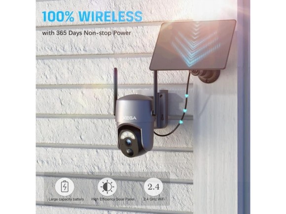 2K Solar Security Camera, 2 Pack — Security Camera, Xega