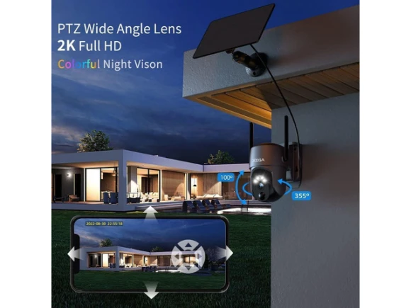 2K Solar Security Camera, 2 Pack — Security Camera, Xega
