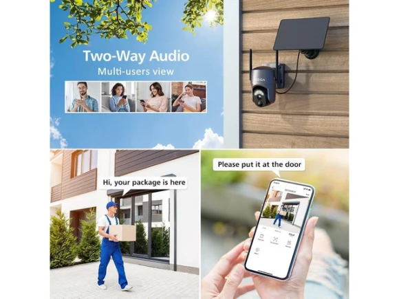2K Solar Security Camera, 2 Pack — Security Camera, Xega