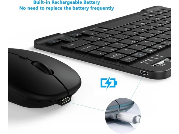 Bluetooth Keyboard and Mouse Combo, Black — Bluetooth Keyboard, WOOJONG