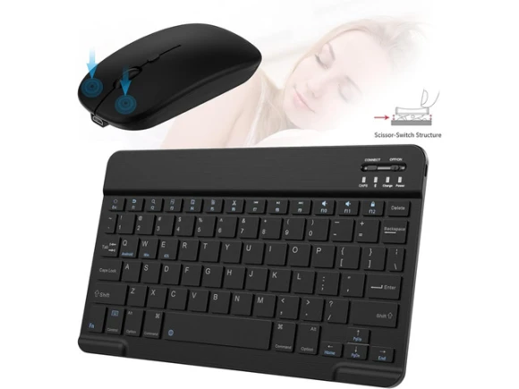 Bluetooth Keyboard and Mouse Combo, Black — Bluetooth Keyboard, WOOJONG