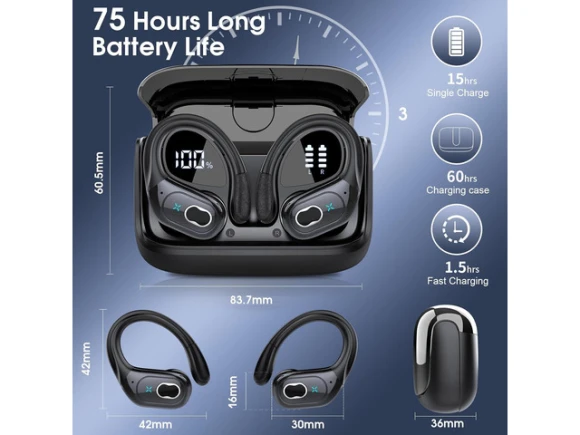 Black Wireless Earbuds — Wireless Earbuds, WOOJONG
