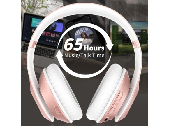 Rose Gold Over-ear Headphones — Wireless Earbuds, WOOJONG