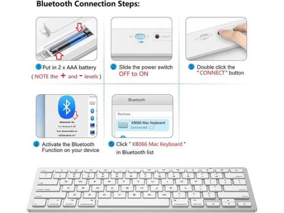 Silver Compact Bluetooth Keyboard for Mac — Bluetooth Keyboard, OMOTON