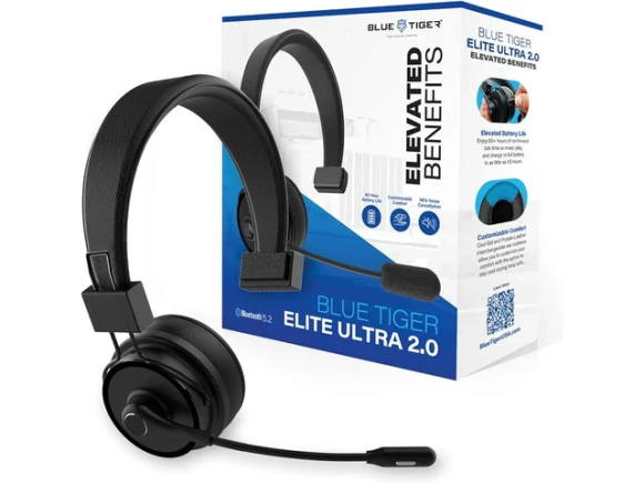 Wireless Bluetooth Headset, One-Ear Mono — Wireless Earbuds, Blue Tiger