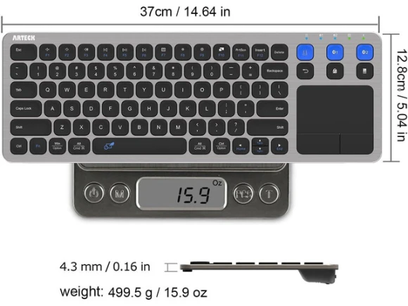 Wireless Keyboard with Built-in Touchpad — Bluetooth Keyboard, Arteck