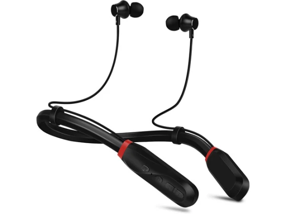 Black Neckband Bluetooth Headphones — Wireless Earbuds, Suppower
