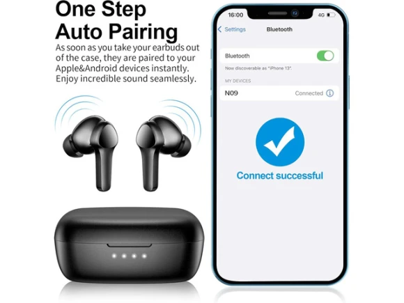 Black Wireless Earbuds — Wireless Earbuds, Suppower